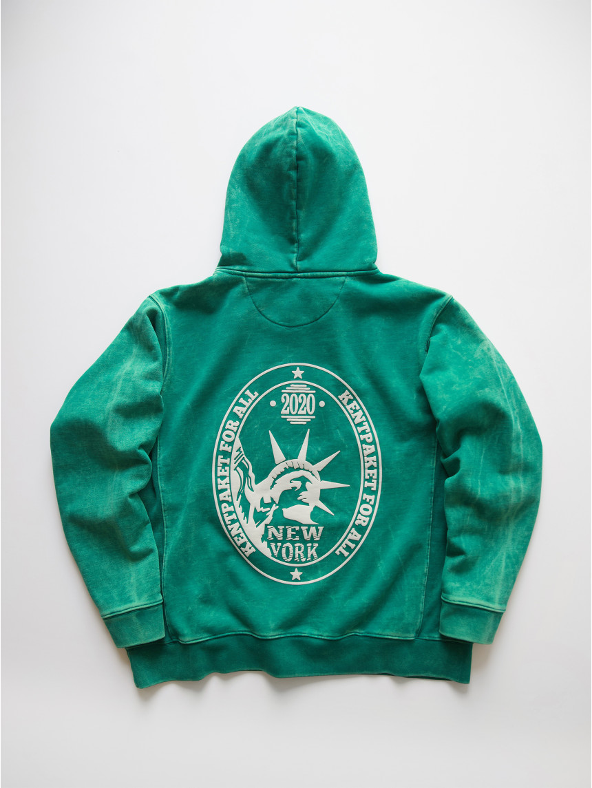 Hoodie KentPaket Lady Liberty Washed Green