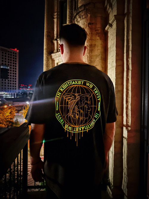 Футболка КентПакет Washed Hermes Logo Tee Black 2